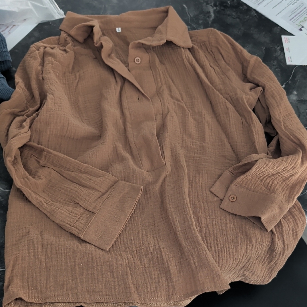 Brown Button-Up Shirt